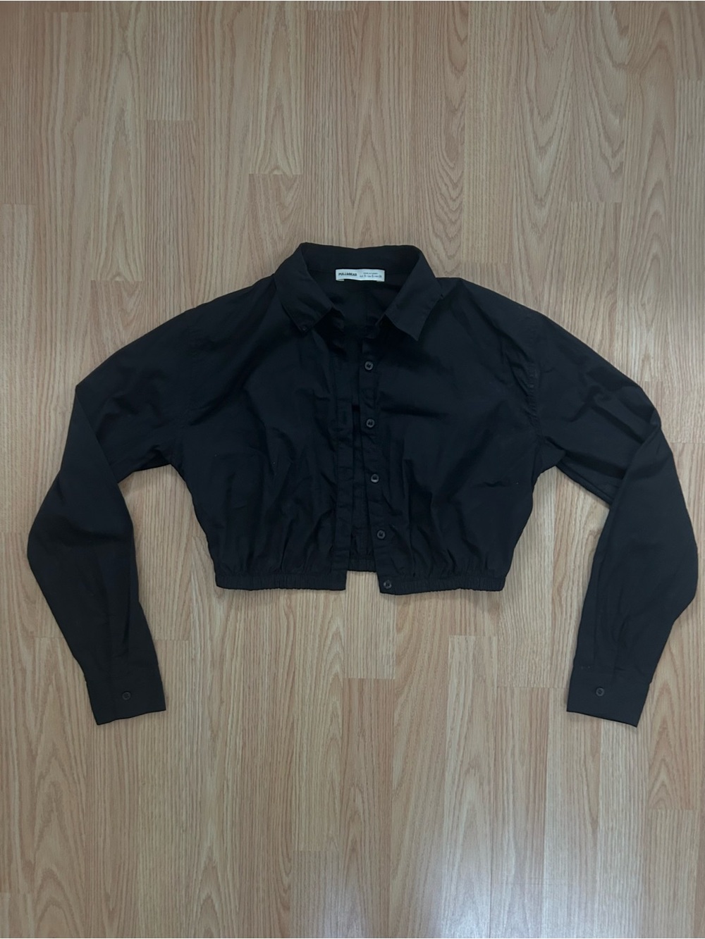 Cropped Button-Down Bubble Shirt